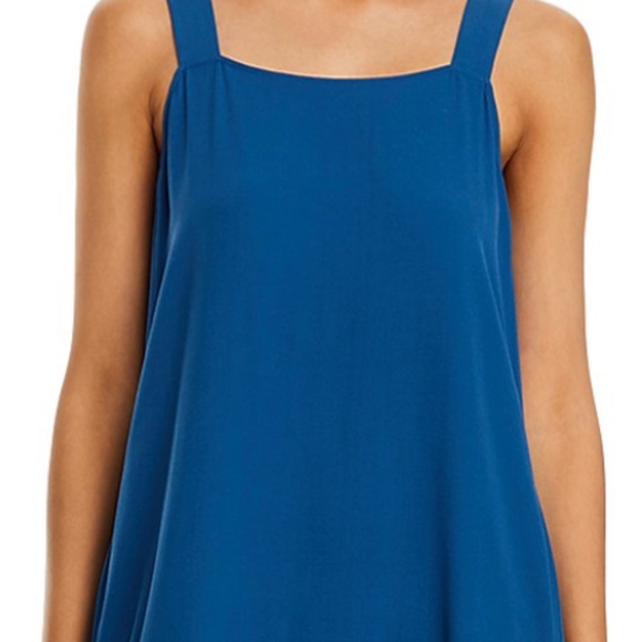 Eileen Fisher Square Neck Silk Georgette Dress, Atlantic Blue, Large NWT $398 - Picture 6 of 6